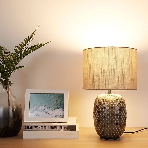 Pauleen Tischleuchte »Pretty Classy max60W 230V Grau, Beige / Keramik, Stof günstig online kaufen