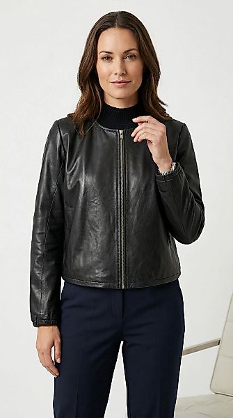 Mauritius Lederjacke "MWYanna" aus leichtem Material, kragenlos günstig online kaufen