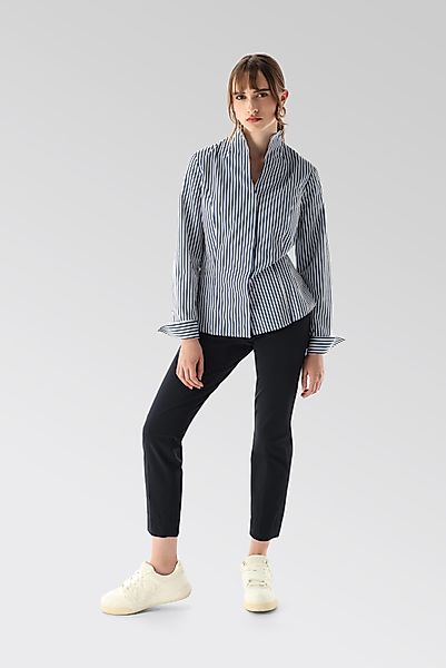 Kelchkragenbluse mit Streifen günstig online kaufen
