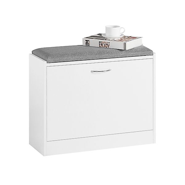 SoBuy Schuhbank mit Sitzkissen und 1 Klappe PB Weiß FSR16-K-W günstig online kaufen