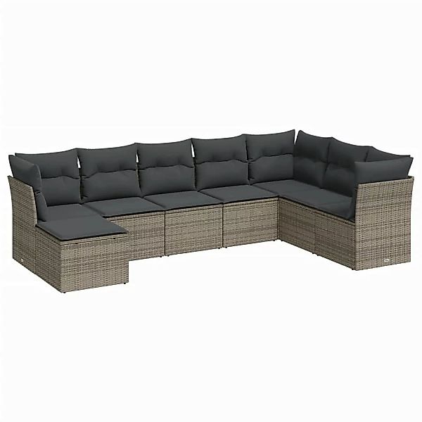 vidaXL 8-tlg Garten-Sofagarnitur mit Kissen Grau Poly Rattan Modell 19 günstig online kaufen