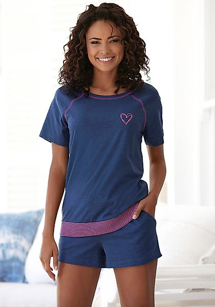 Vivance Dreams Shorty, (2 tlg.), mit dekorativen Flatlock-Nähten in Neonfar günstig online kaufen