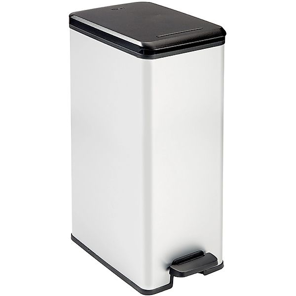 Curver Deco Slim Bin Mülleimer 40, mit Fußpedal Silber metallic günstig online kaufen