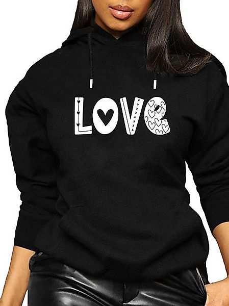 RMK Kapuzenpullover Damen Hoodie Pullover Loose Fit Oversize Love Liebe mit günstig online kaufen