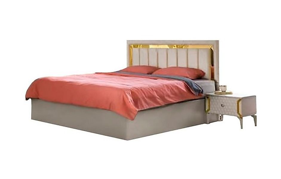 JVmoebel Bett Schlafzimmer Dopplebett Beige Einfarbig Modern Rechteckig Des günstig online kaufen