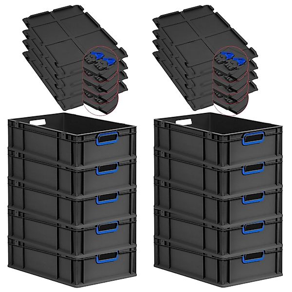 PROREGAL SuperSparSet 10x Eurobox Nextgen Color Mit Scharnierdeckel HxBxT 1 günstig online kaufen