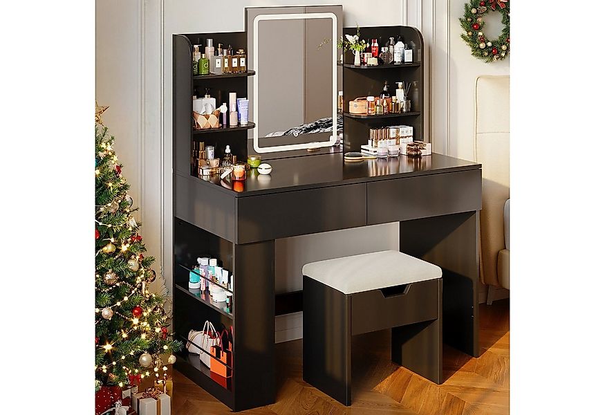 Furnicopia Schminktisch 90/110 cm, LED-Beleuchtung mit einstellbarer Hellig günstig online kaufen