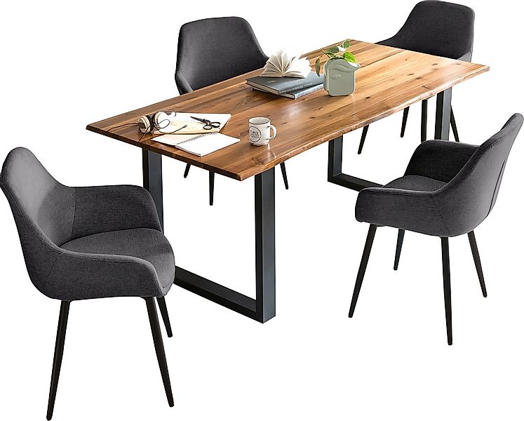 SalesFever Essgruppe, (Set, 5 tlg.), Tischplatte mit echter Baumkante günstig online kaufen