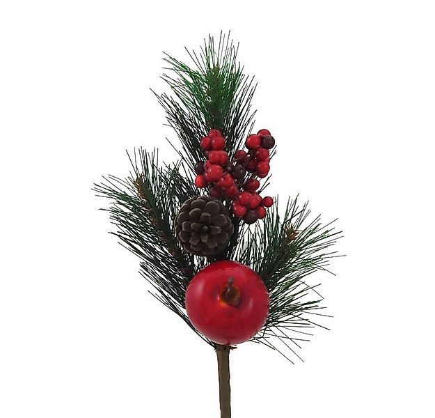 Kunstzweig Künstlicher MIX-TANNENZWEIG ca 36cm. mit ZAPFEN, roten APFEL u. günstig online kaufen