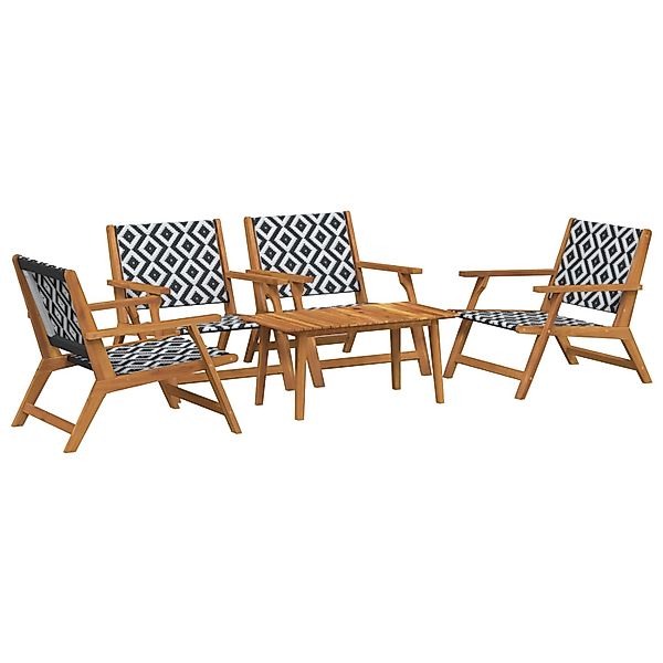 vidaXL Gartenstühle mit Tisch Set - 5 Teile Schwarz und Weiß Massivholz Aka günstig online kaufen