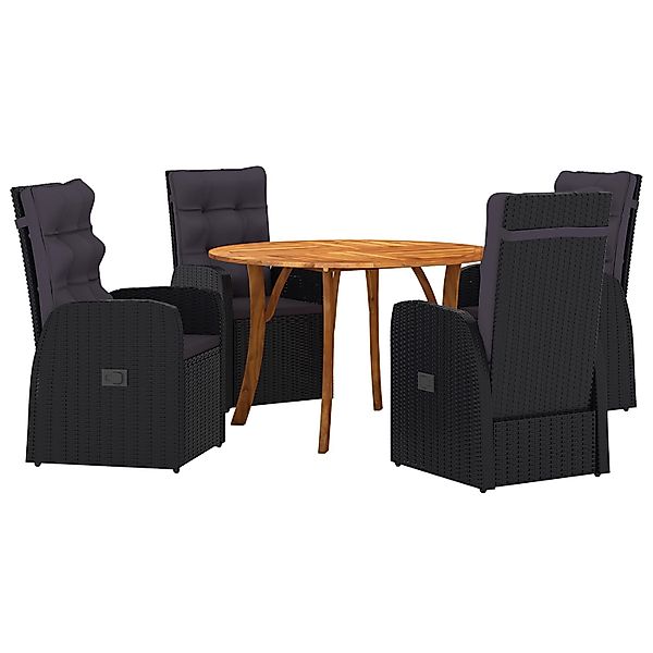 vidaXL 5-Teiliges Garten-Essset mit Kissen Schwarz Poly Rattan Akazie 31728 günstig online kaufen