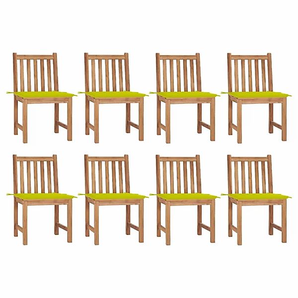 Gartenstühle 8 Stk. Mit Kissen Massivholz Teak günstig online kaufen