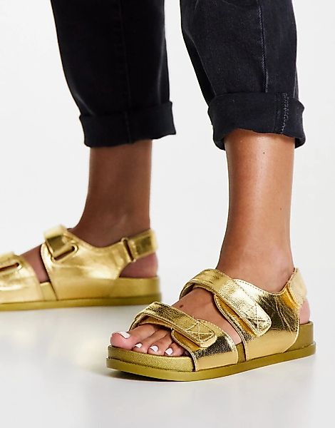 ASOS DESIGN – Factually – Sportliche Sandalen in Gold-Goldfarben günstig online kaufen