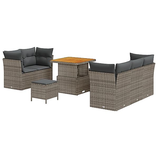 vidaXL Garten-Sofa-Set Höhenverstellbar 8-Tlg Grau Poly Rattan 3361428 günstig online kaufen
