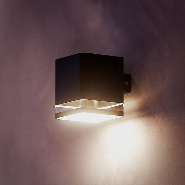 LED Solar Wandleuchte Virona in Schwarz 1,8W 200lm IP44 mit Dämmerungssenso günstig online kaufen