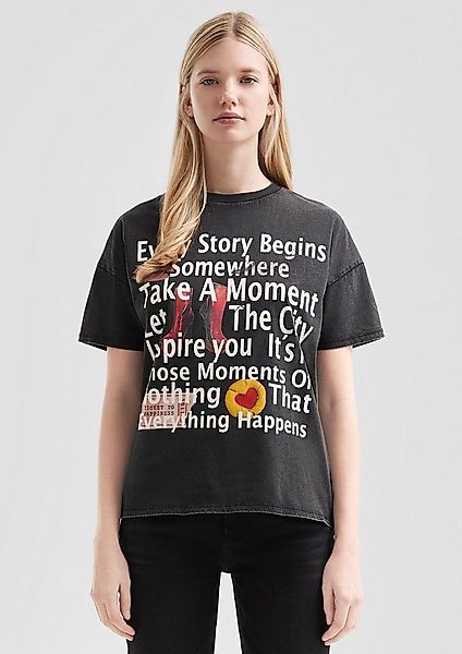 QS Kurzarmshirt T-Shirt Shirt in gewaschener Optik mit Frontprint günstig online kaufen