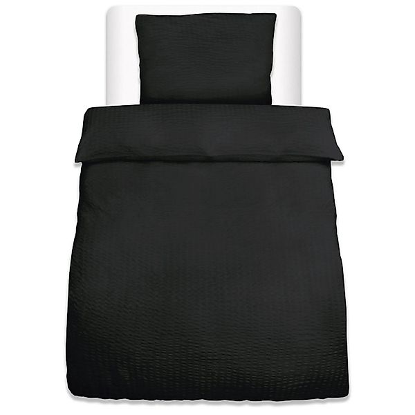 Beautissu 2tlg Seersucker Bettwäsche 155x220 cm & Kopfkissen 80x80 cm Schwa günstig online kaufen