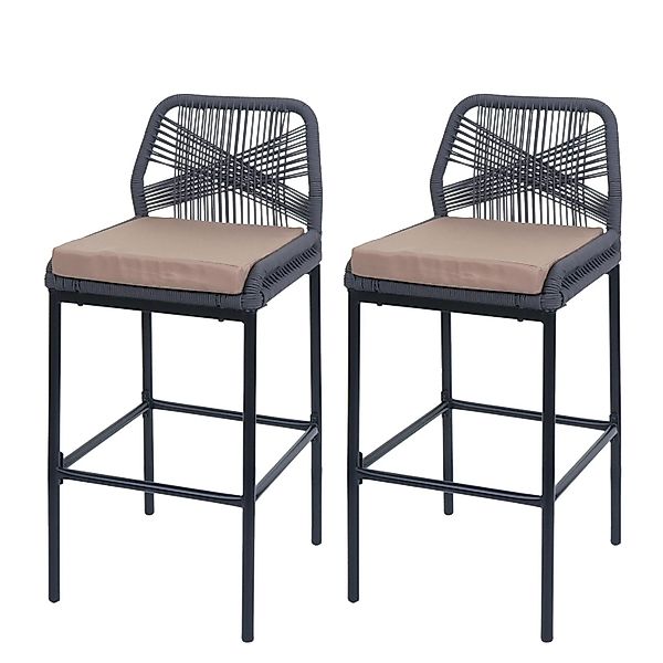 Proregal 2er-Set Rope-Barhocker HxBxT 101x45x52 cm Sitzhöhe 76cm Anthrazit günstig online kaufen