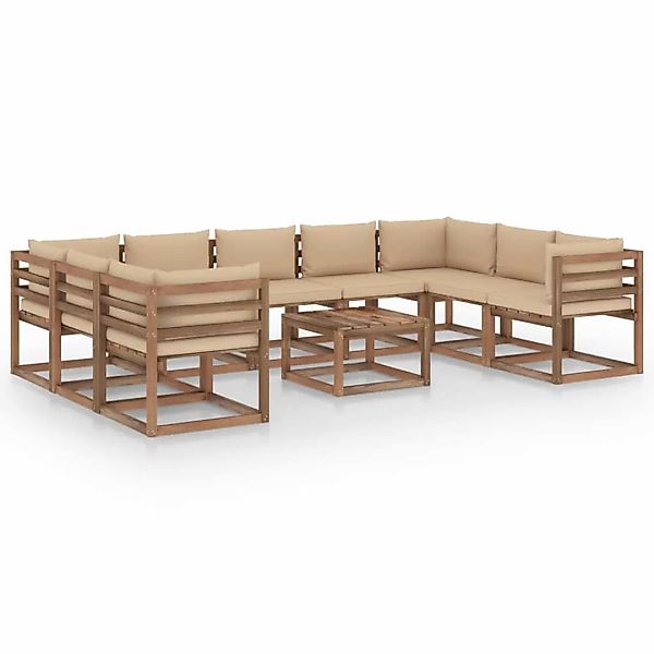 10-tlg. Garten-lounge-set Mit Beigen Kissen günstig online kaufen