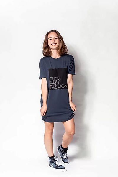 Kleid (Long-shirt) "Fuck Fast Fashion" Fair & Bio günstig online kaufen