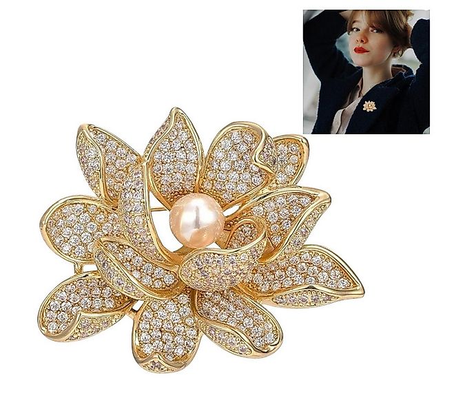 VEKROBOT Brosche Kunstperlen Brosche Multifunktionaler Lotus für elegante D günstig online kaufen