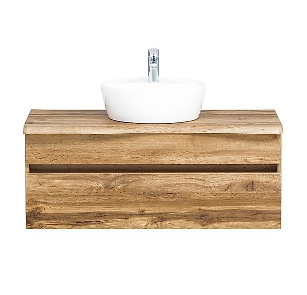 Lomadox Waschtisch VIDAGO-03, Wotan Eiche Nb. mit platte in Baumkanten Opti günstig online kaufen