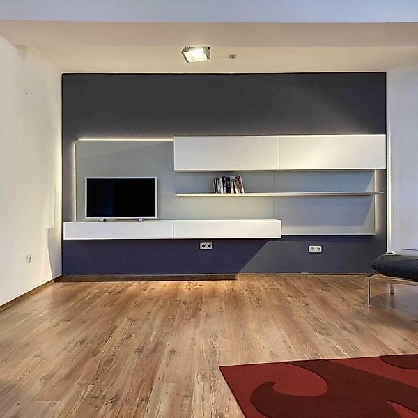 Kettnaker Anbauschrank Wohnwand Alea Lack Weiß Steingrau günstig online kaufen