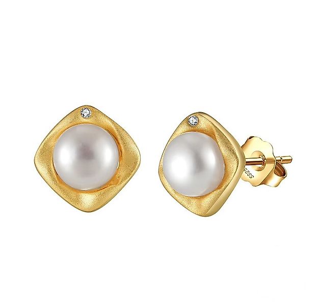 Runde Perlé Perlenohrringe kleine klassische Perlenohrstecker mit Süßwasser günstig online kaufen