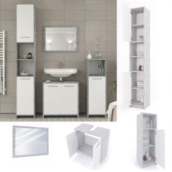 Vicco Badmöbel-Set Kiko, Beton/Weiß, 4 Teile, günstig online kaufen
