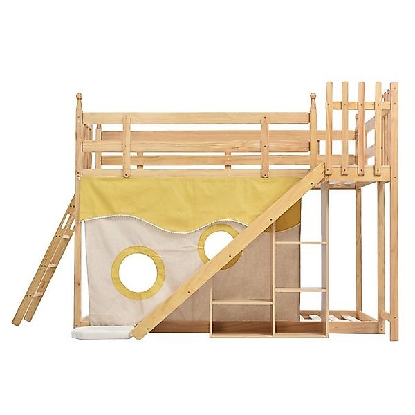 DOPWii Kinderbett 90x200cm,Etagenbett,Holzbett mit Treppe und Zäune,mit Bet günstig online kaufen