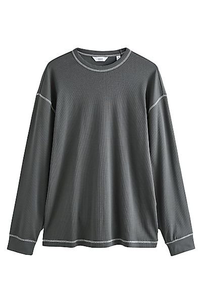 Next Langarmshirt Geripptes langärmeliges strukturiertes T-Shirt günstig online kaufen