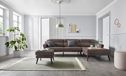 andas Ecksofa "Bille L-Form" mit Naht im Rückenkissen und Beinen aus Eichen günstig online kaufen