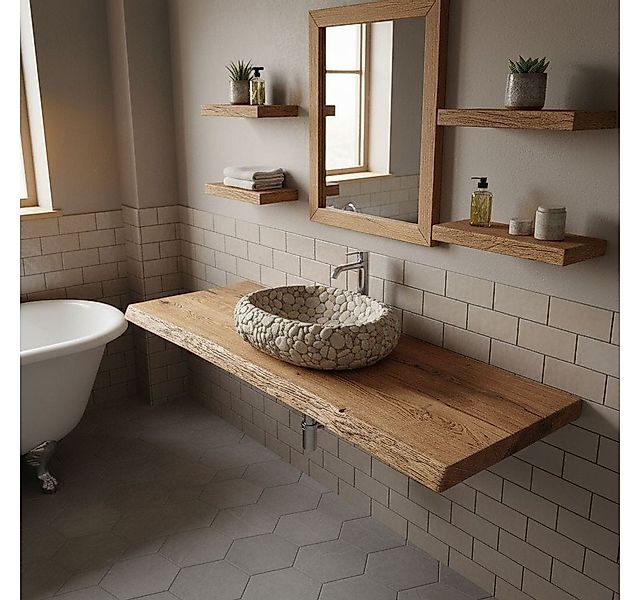 KEINerlei® Waschtischplatte Waschtischplatte Massive Eiche Alt Holz Hell günstig online kaufen