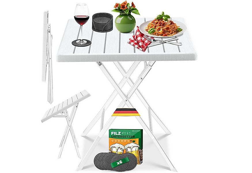 KESSER Bistrotisch Balkontisch klappbar (Gartentisch mit 6 Filz-Untersetzer günstig online kaufen