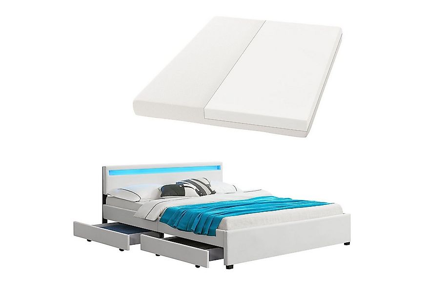 Juskys Polsterbett Lyon mit Matratze, 180x200 cm, ausziehbare Bettkästen, L günstig online kaufen