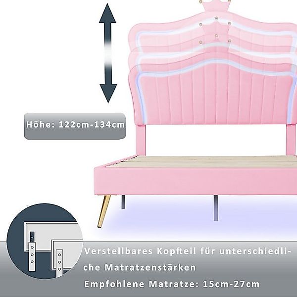 STILVORA Kinderbett 140x200 Polsterbet mit Matratze,Jugendbett mit LED-Leuc günstig online kaufen