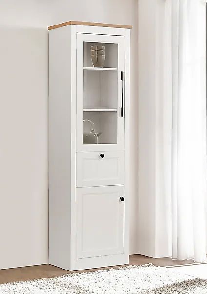 OTTO home Vitrine »Ismund« aus MDF, mit Holz-Zierleiste, schwarzen Metallgr günstig online kaufen