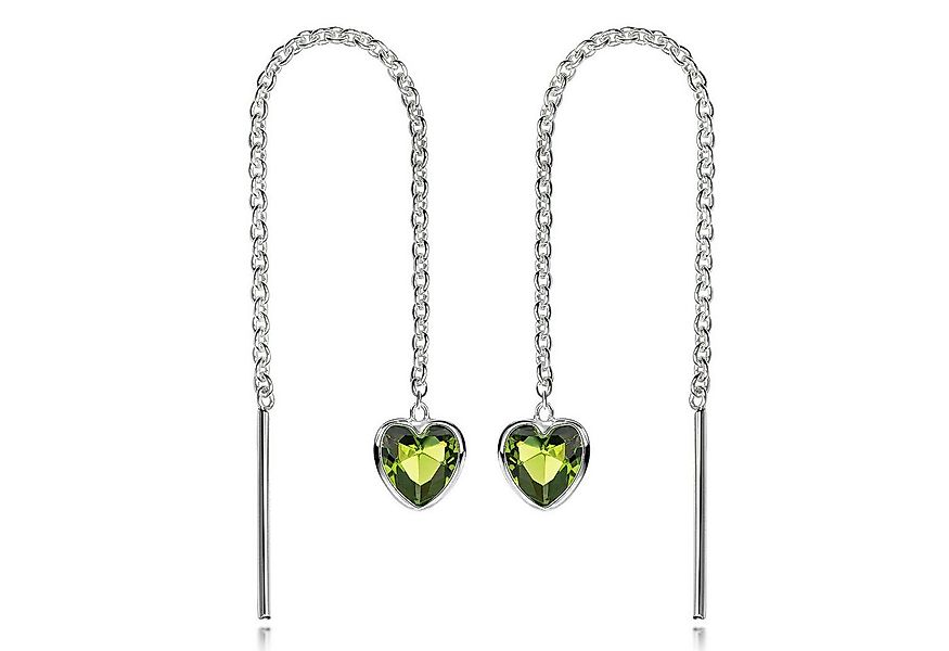 Materia Paar Ohrhänger Damen Silber Herz Zirkonia Grün filigran SO-480, 925 günstig online kaufen