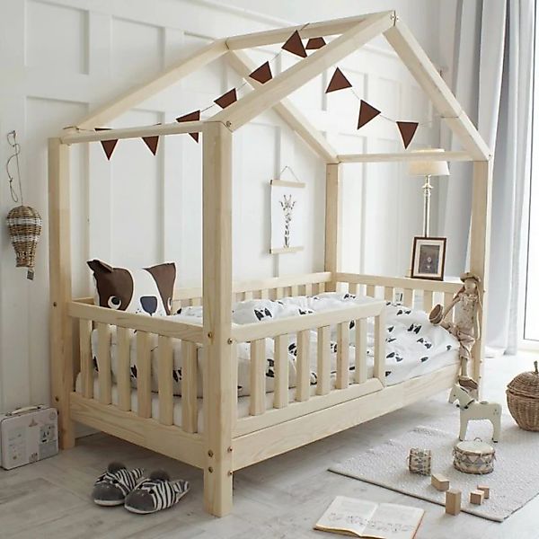 DB-Möbel Kinderbett HOUSEBED WITH BARRIER - FENCE 190x 90cm günstig online kaufen