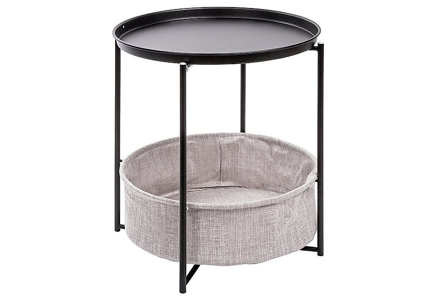ONVAYA Beistelltisch Linda rund, Schwarz, Couchtisch mit Korb & Tablett, So günstig online kaufen