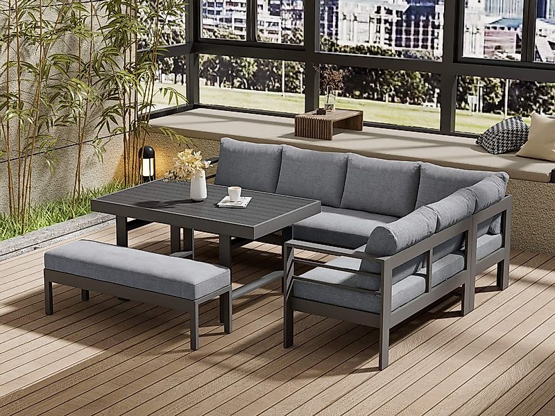 MeXo Gartenlounge-Set XXL Lounge Gartenmöbelset aus Aluminium, wetterfest, günstig online kaufen