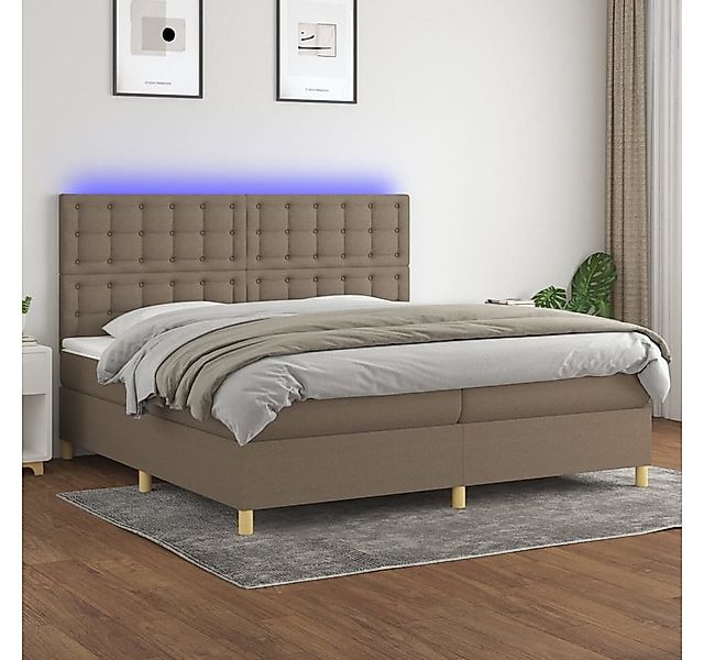 vidaXL Boxspringbett Boxspringbett mit Matratze LED Taupe 200x200 cm Stoff günstig online kaufen