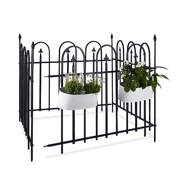 relaxdays Gartenzaun Metall 4er Set GOTH günstig online kaufen