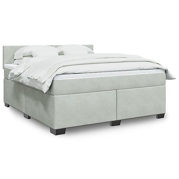 vidaXL Bettgestell Boxspringbett mit Matratze Hellgrau 180x200 cm Samt Bett günstig online kaufen