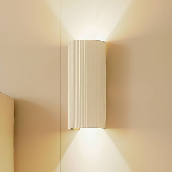 Lindby Wandleuchte Colja, rund, Höhe 30,5 cm, Gips, beige günstig online kaufen