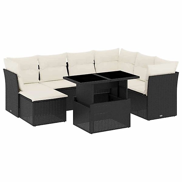 vidaXL 8-Tlg Garten-Sofagarnitur mit Kissen Schwarz Poly Rattan 3266756 günstig online kaufen