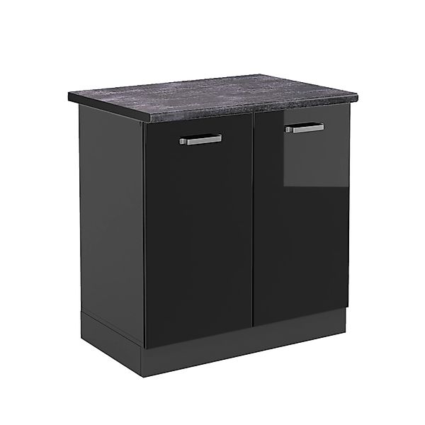 Vicco Spülenunterschrank R-Line, Schwarz Hochglanz/Anthrazit, 80 günstig online kaufen