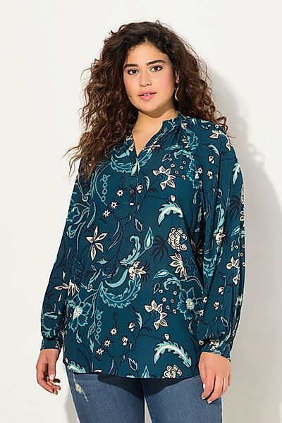 Ulla Popken Satinbluse Bluse Smok-Stehkragen A-Linie günstig online kaufen