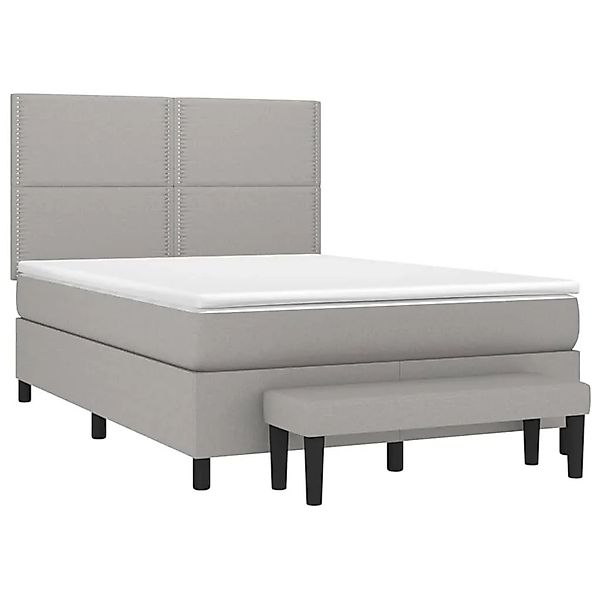 vidaXL Boxspringbett mit Matratze Hellgrau 140x190 cm Stoff 3136509 günstig online kaufen