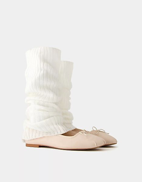 Bershka Ballerinas Mit Sock-Boots Damen 39 Beige günstig online kaufen